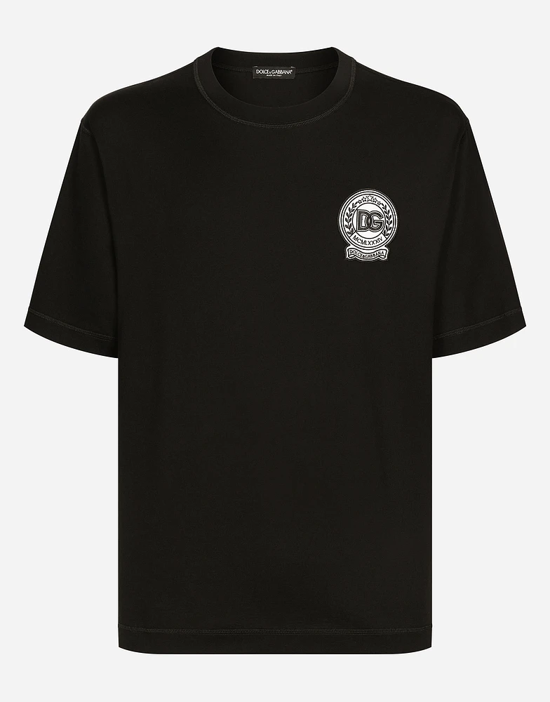 Cotton T-shirt with logo embroidery