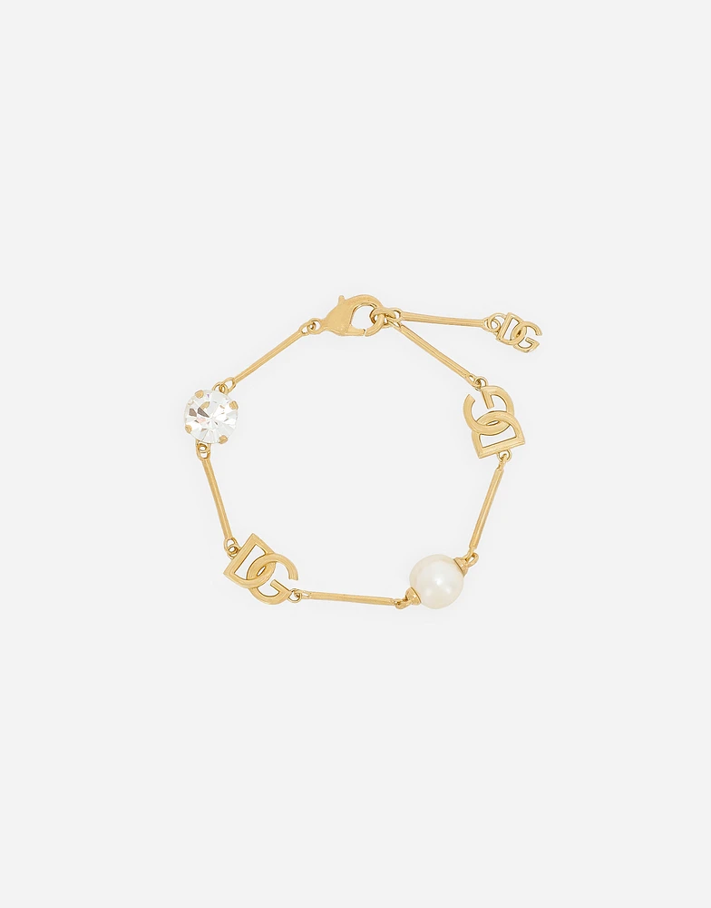 Bracelet with DG logo, rhinestones and beads