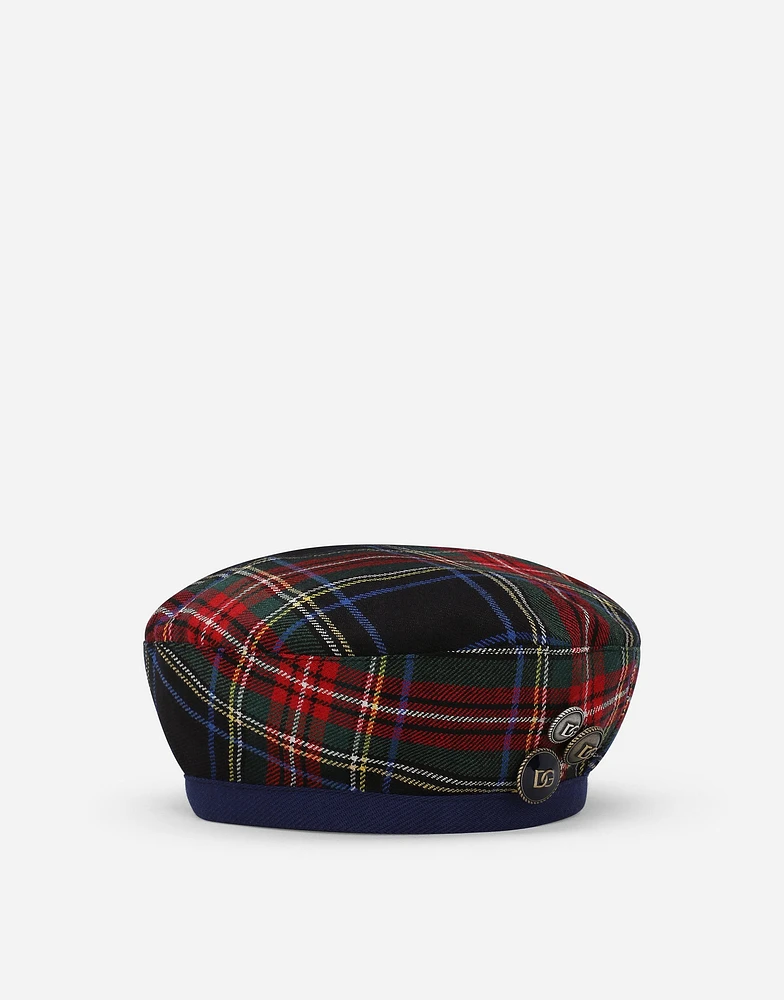 Wool-blend tartan beret