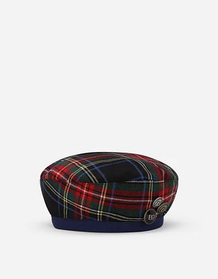 Wool-blend tartan beret