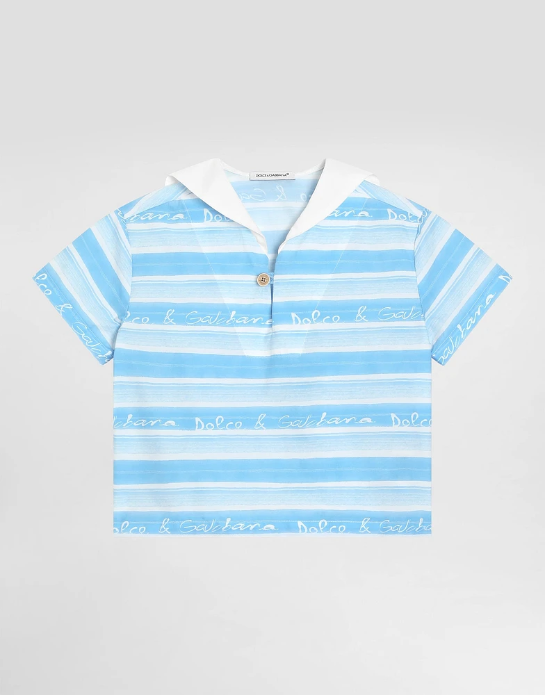 Striped-print poplin shirt