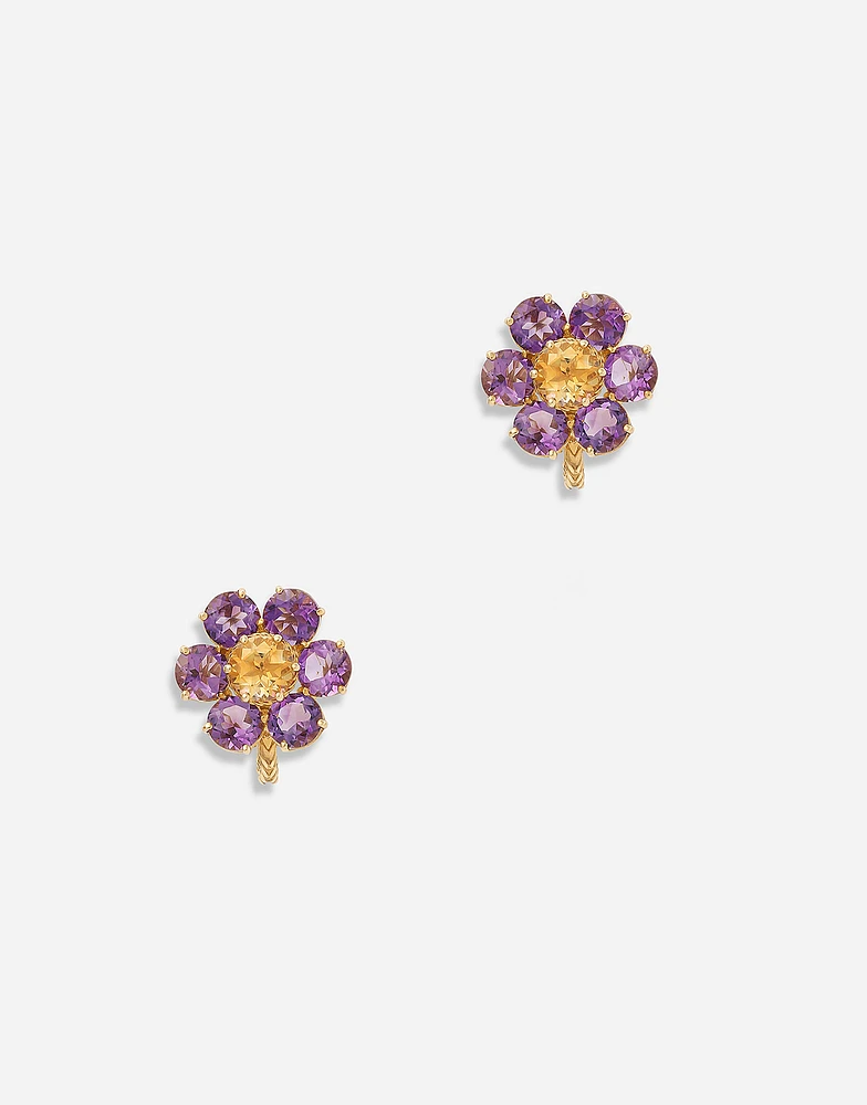 Spring Earrings 18-carat yellow gold and amethysts