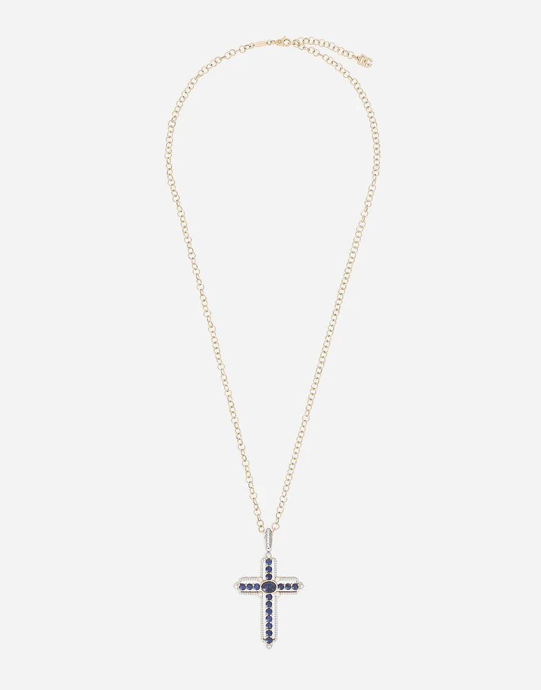 Cross Pendant 18-carat yellow and white gold, sapphires
