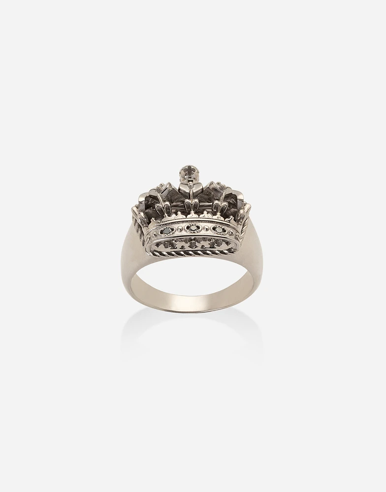 Royal Ring 18-carat white gold and black diamonds