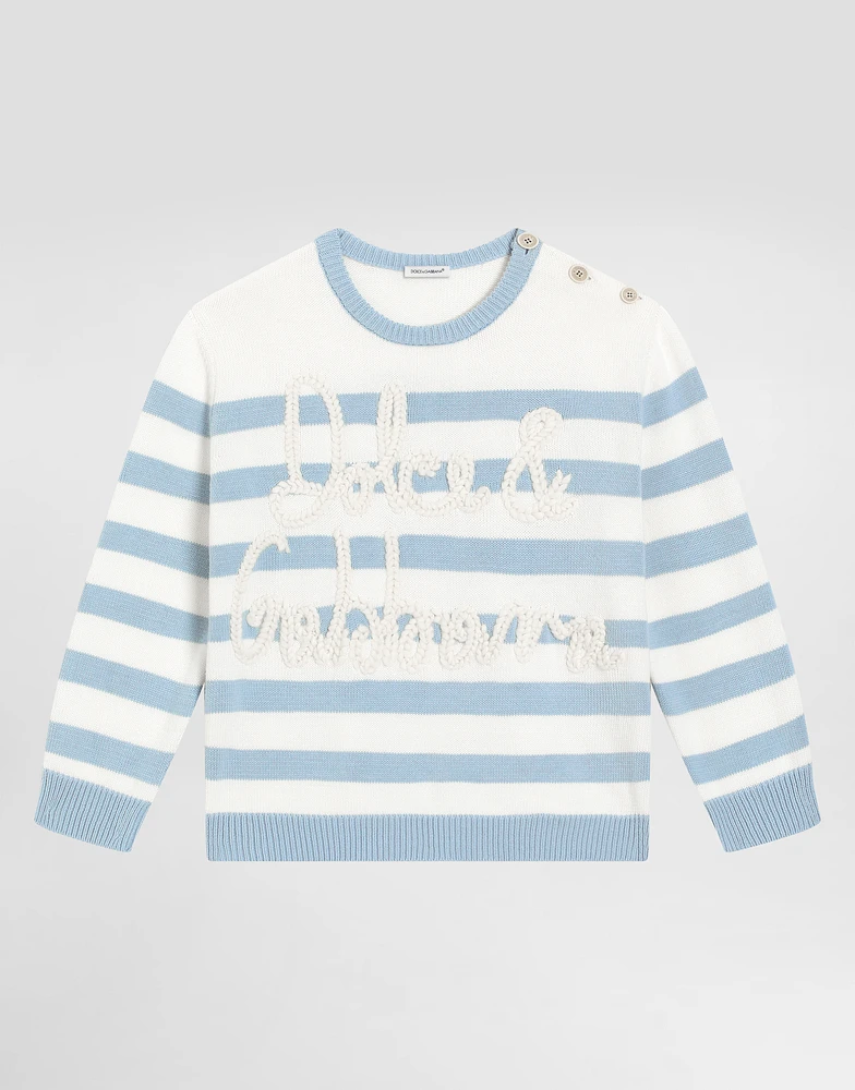 Striped plain-knit pullover with Dolce&Gabbana logo