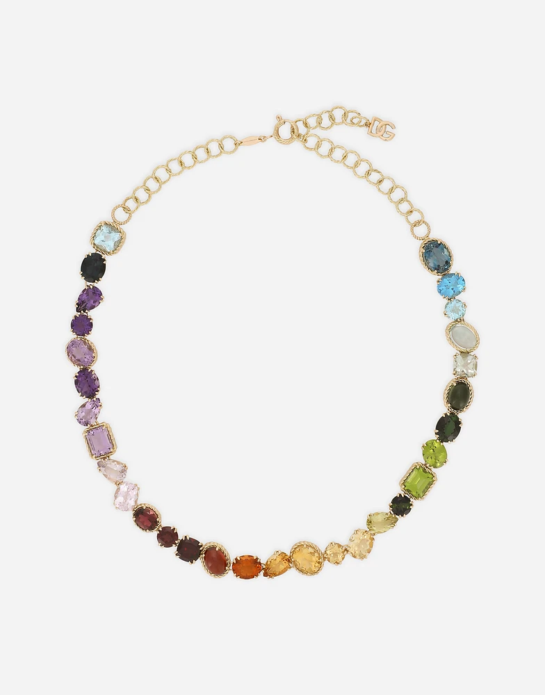 Rainbow Necklace 18-carat yellow gold and multicolored gems