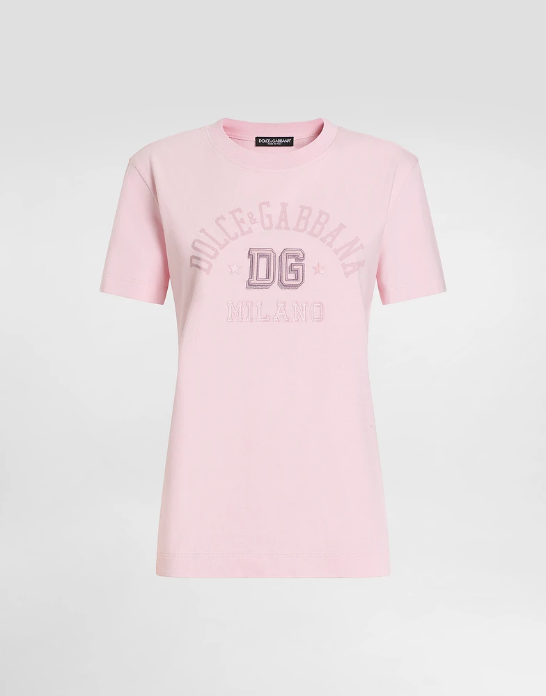 Oversize jersey T-shirt with raised DG logo embroidery