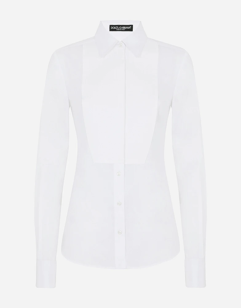 Stretch poplin tuxedo shirt