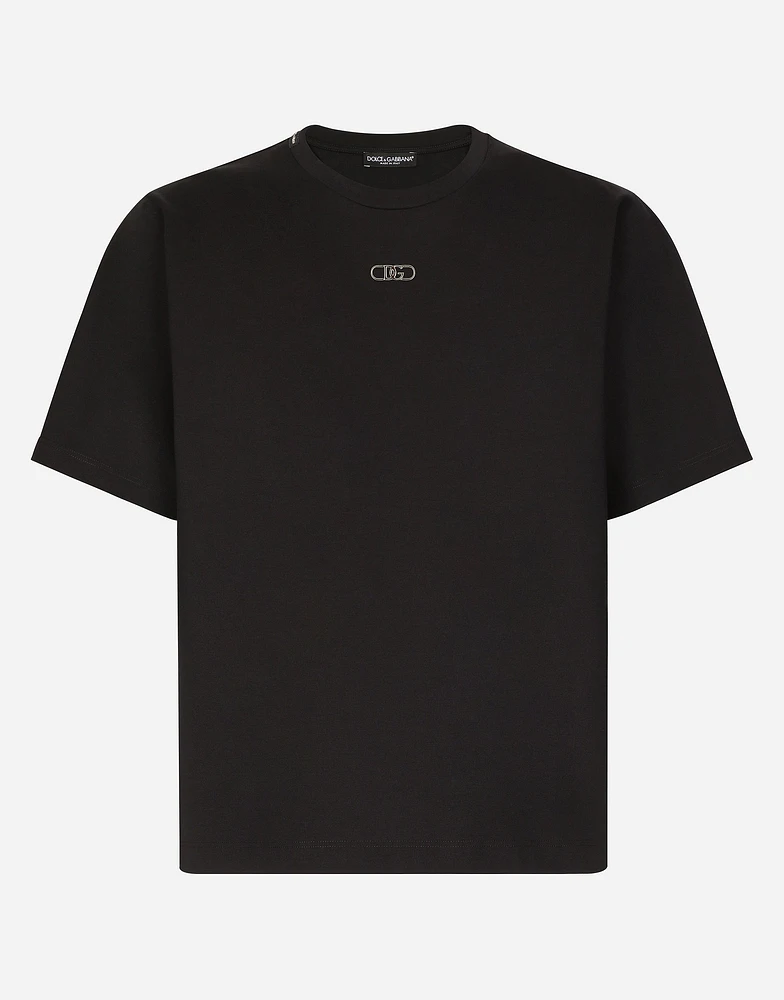 Cotton T-shirt with metal logo