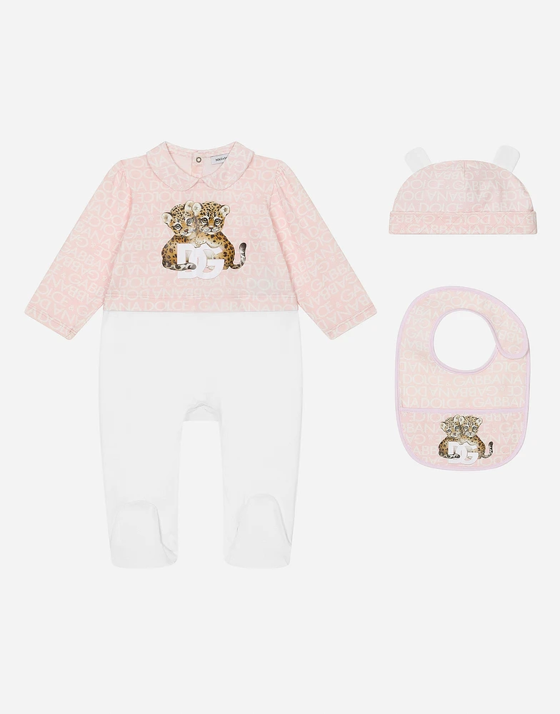 3-piece gift set jersey with all-over logo print