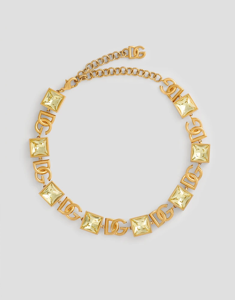 Necklace with DG logo and rhinestones