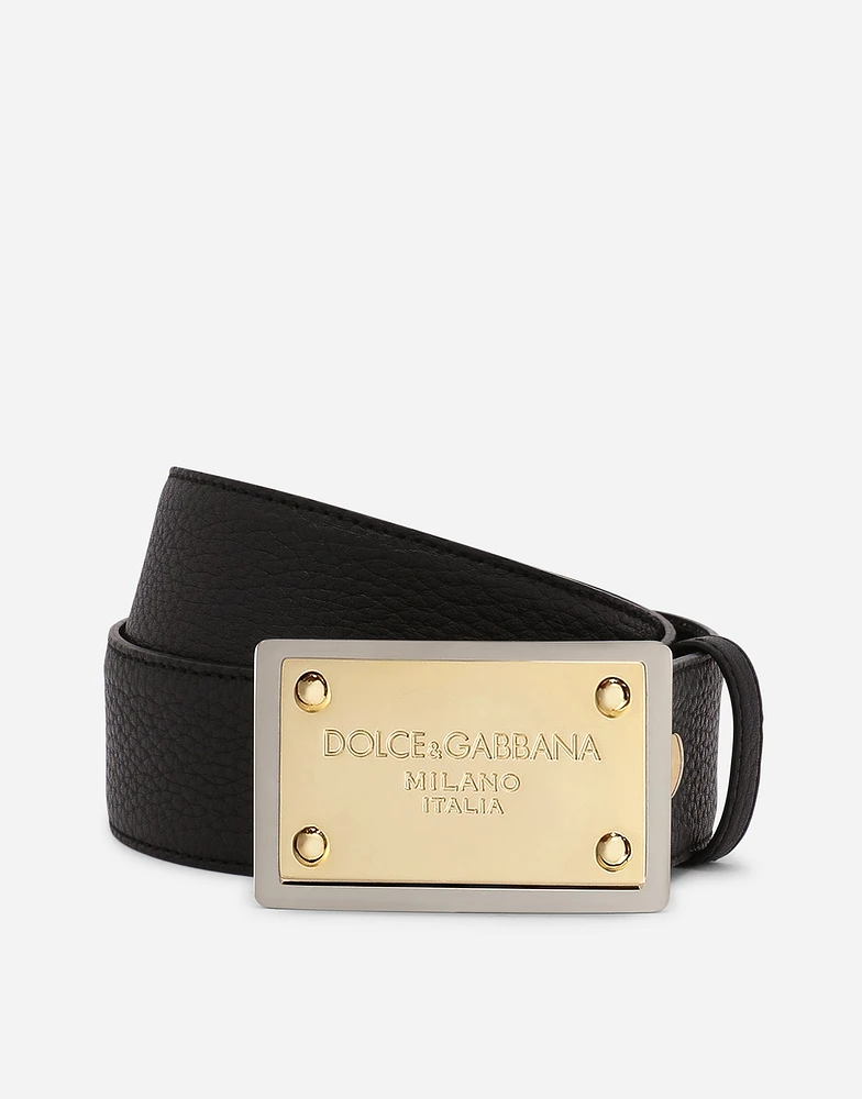 Grainy calfskin belt