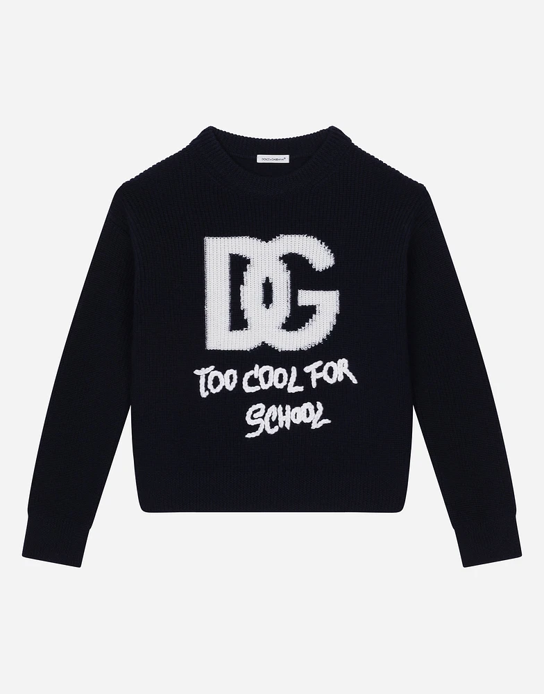 Round-neck sweater with DG logo inlay