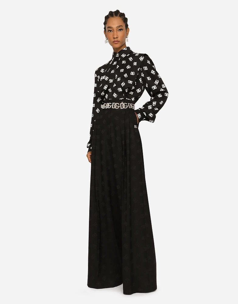 Charmeuse shirt with all-over DG logo print