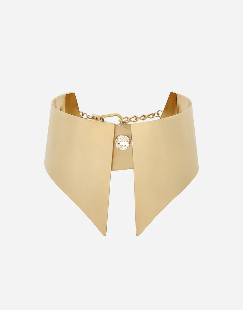 Rigid metal shirt collar necklace
