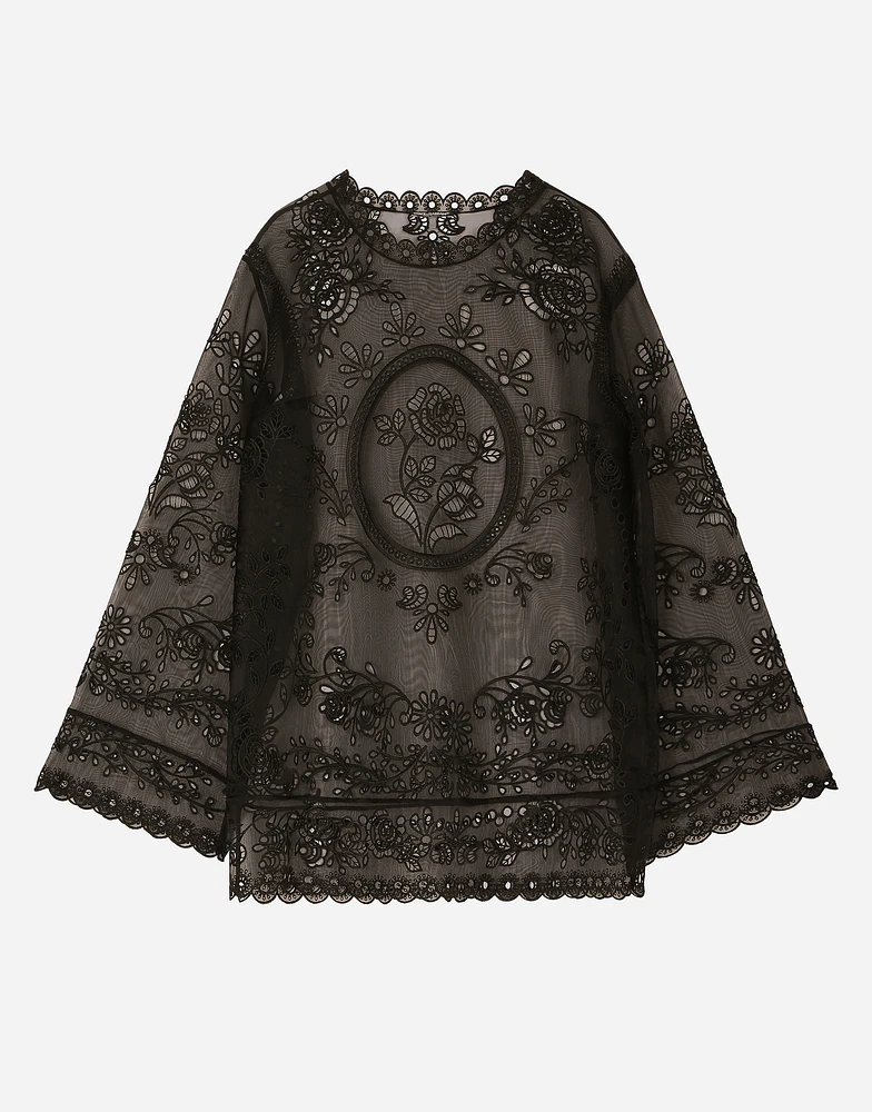 Crinoline A-line dress with inlay embellishment