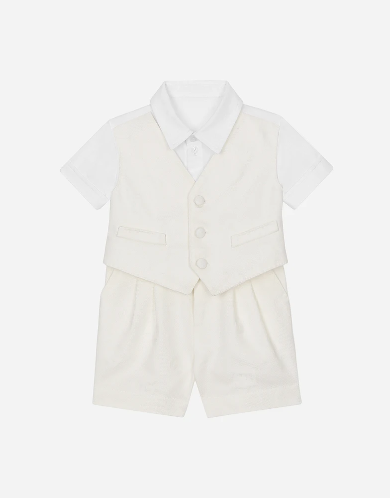 Short onesie with vest detail