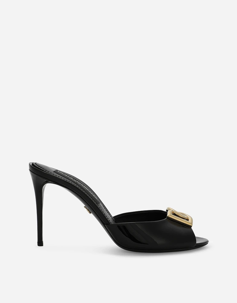 Patent leather mules with DG logo