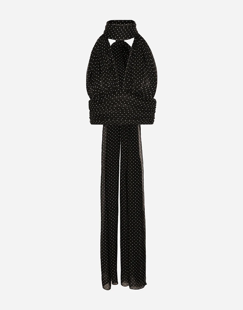 Chiffon top with polka-dot print and scarf detail