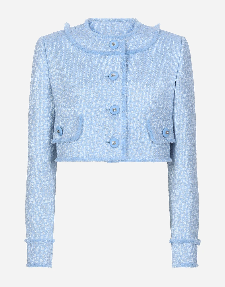 Short raschel wool tweed jacket