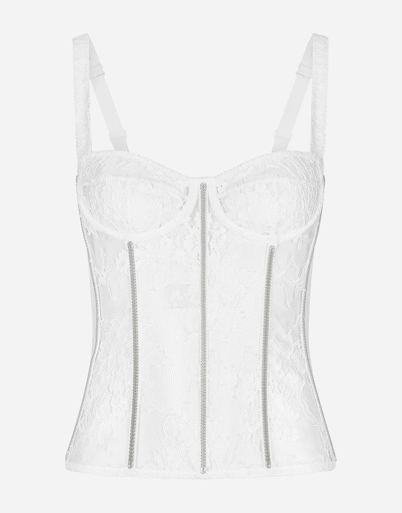 Lace lingerie bustier with straps
