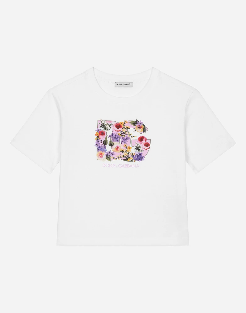 Jersey T-shirt with floral DG print