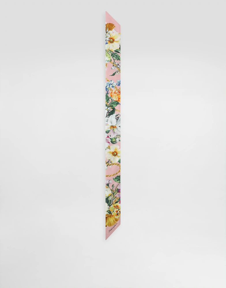 Floral-print twill headscarf (6x100