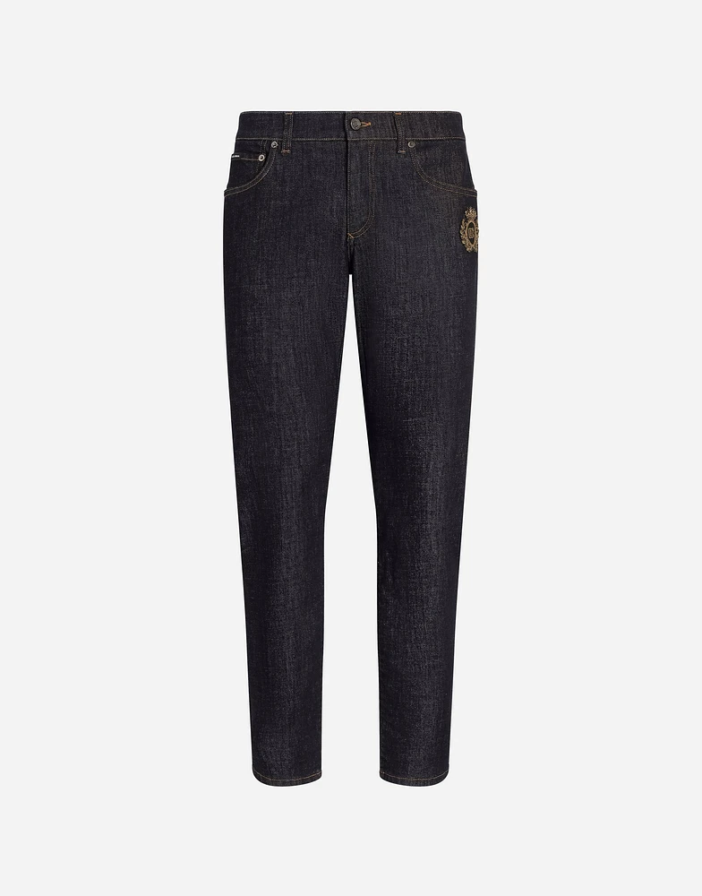 Slim-fit stretch cotton jeans with patch