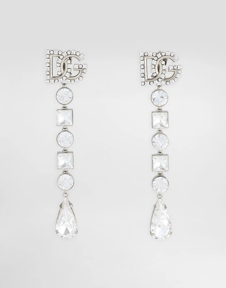 Drop earrings with rhinestones and DG logo