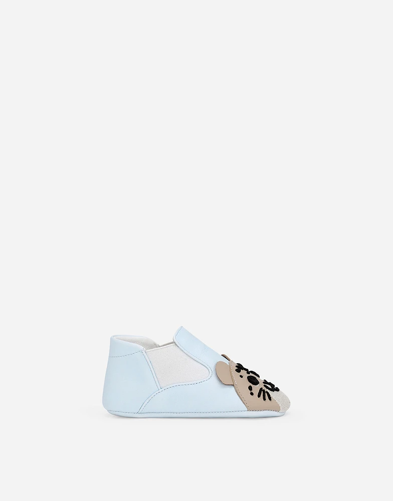 Lambskin low-top sneakers with leopard detail