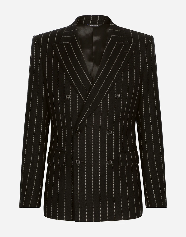 Double-breasted jacket pinstripe stretch wool