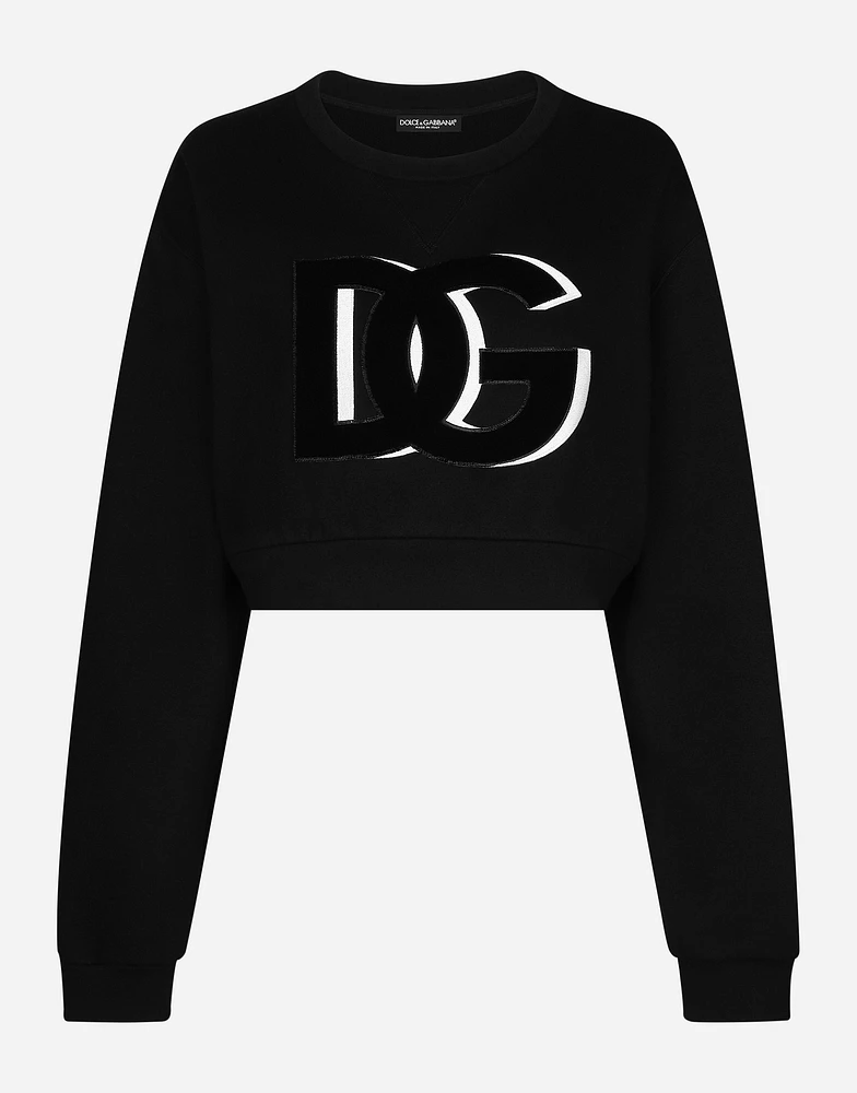 Cropped jersey sweatshirt with DG logo patch