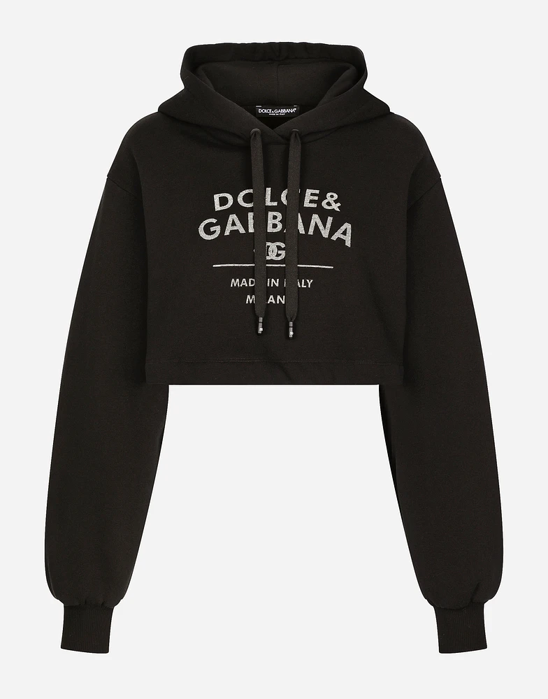 Jersey hoodie with Dolce&Gabbana logo lettering