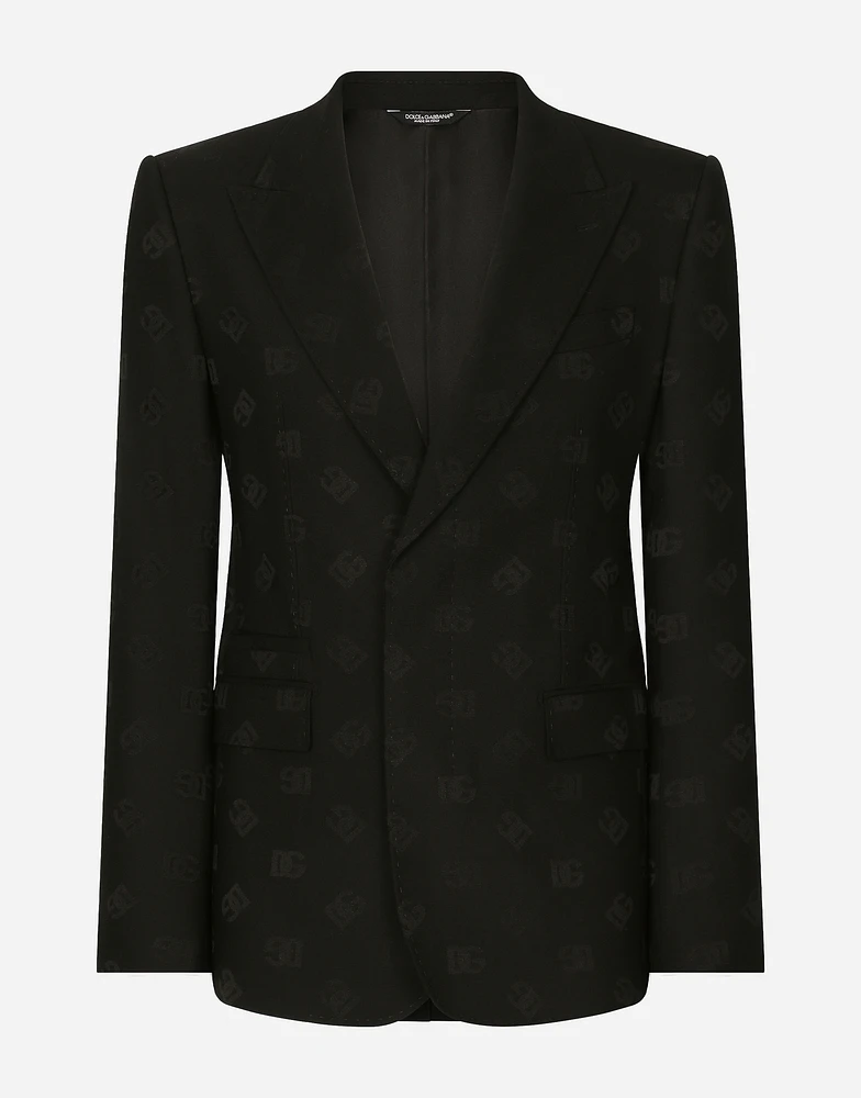 Single-breasted wool Sicilia-fit jacket with jacquard DG detailing