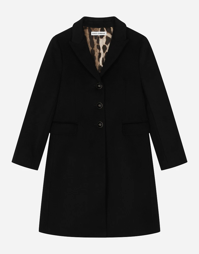 Single-breasted wool coat with branded buttons