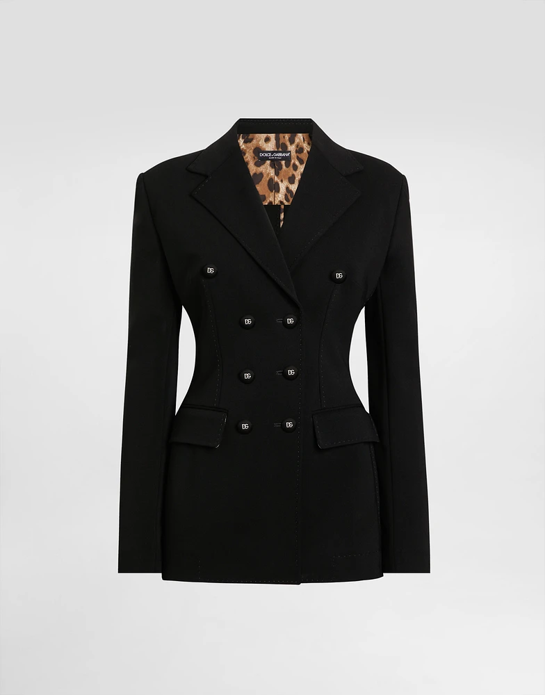 Double-breasted Turlington jacket jersey Milano rib