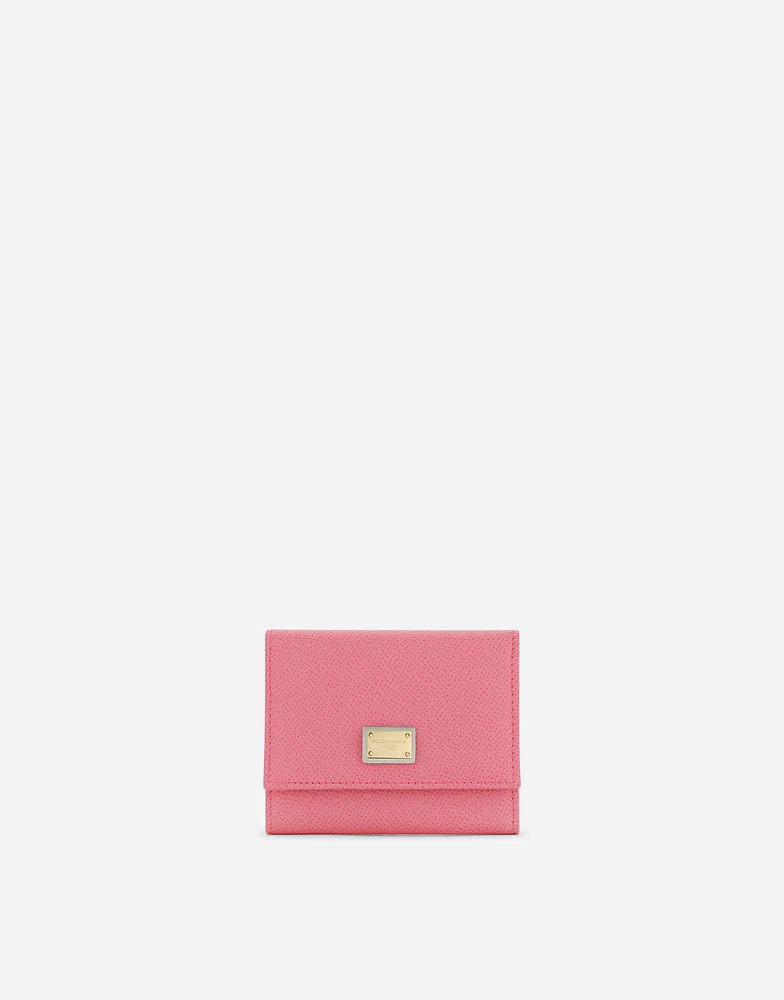 Calfskin wallet with branded plate