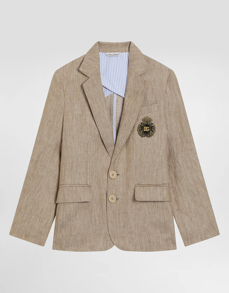 Single-breasted twill jacket with patch