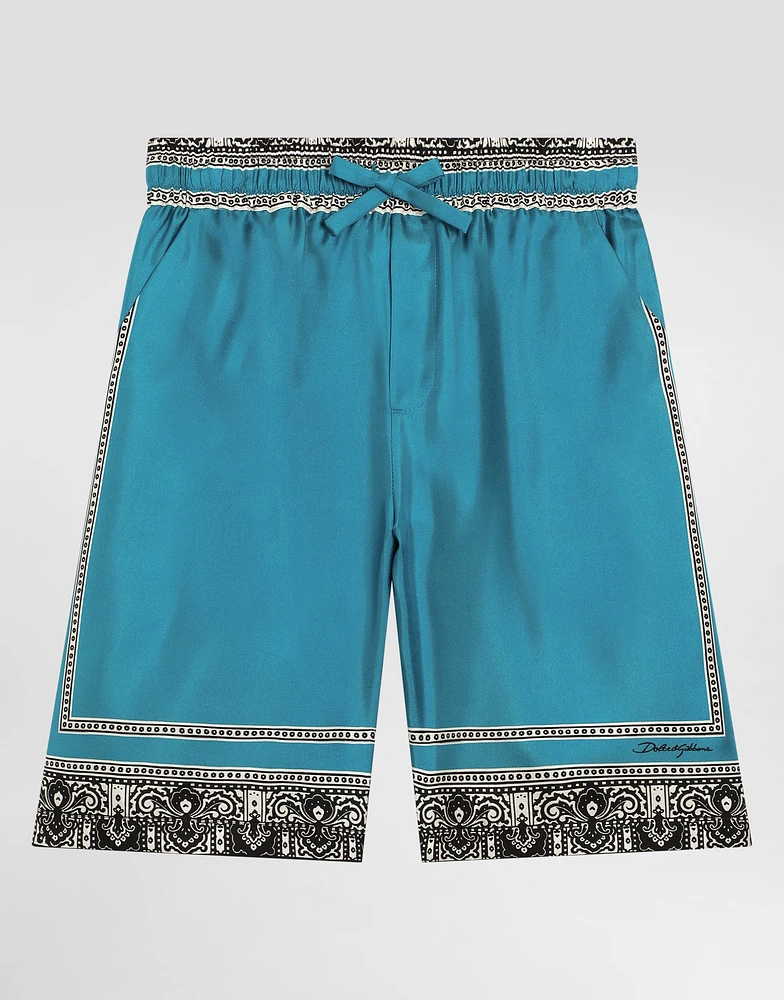 Bandanna-print twill shorts