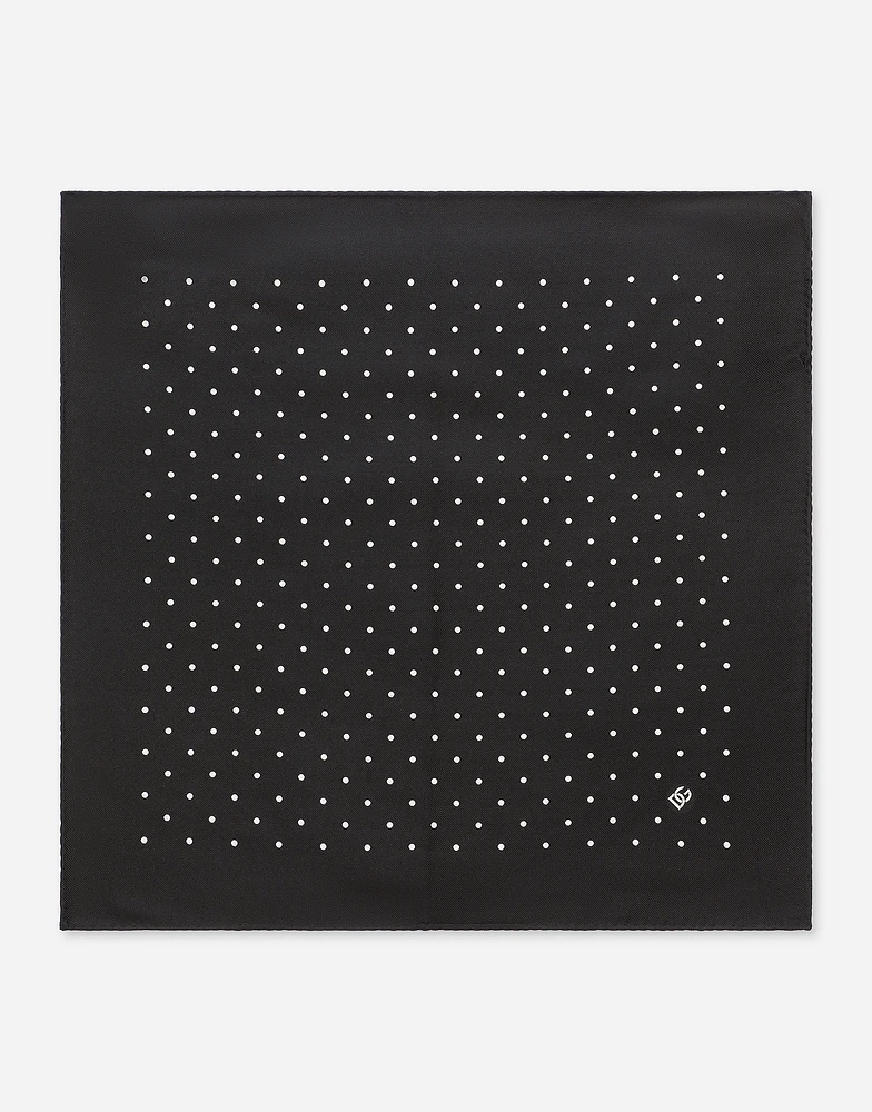 Silk jacquard pocket square with DG logo