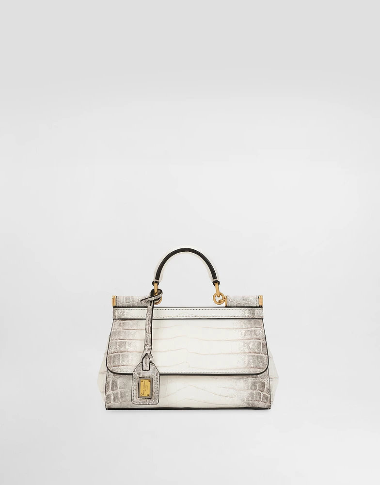 Elongated Sicily handbag in himalayan crocodile leather