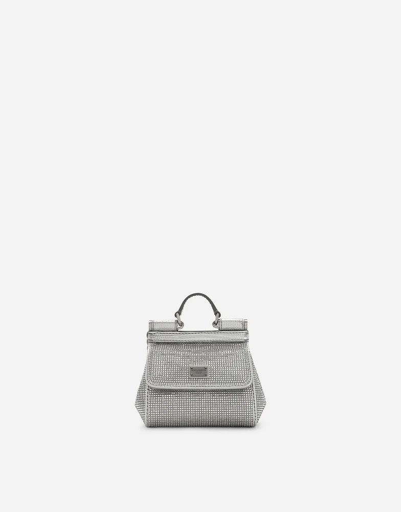 Mini satin Sicily bag with fusible rhinestones
