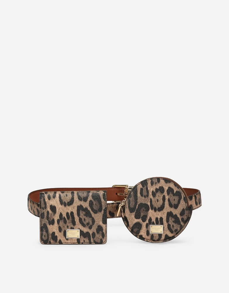 Leopard-print Crespo belt with mini bags