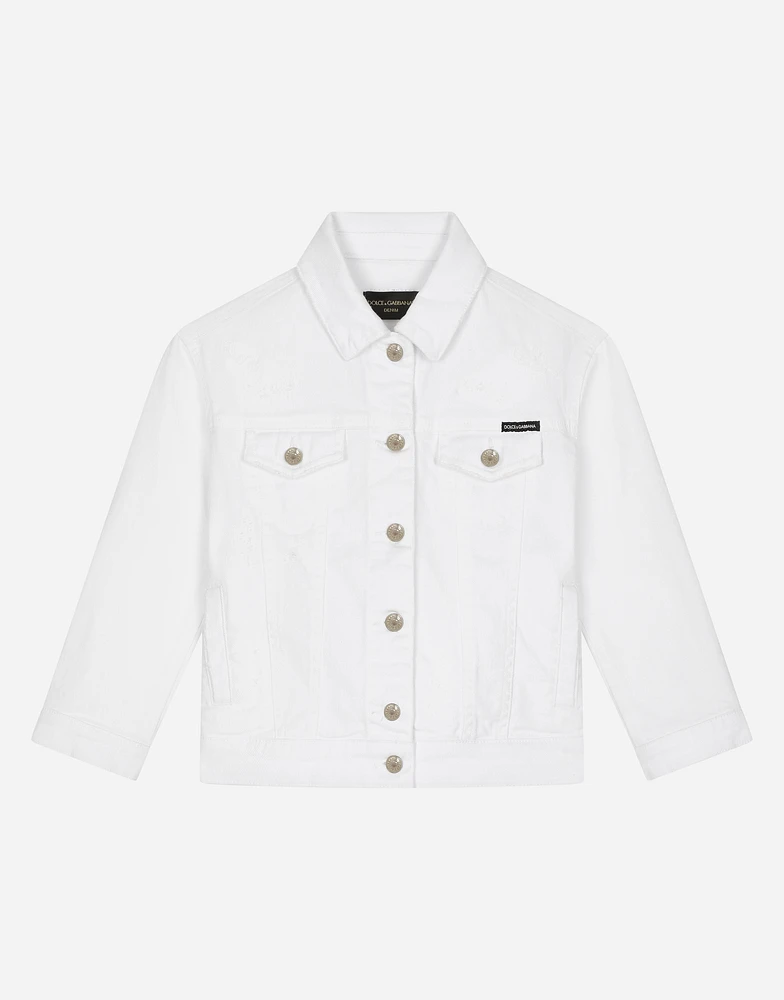 White stretch denim jacket