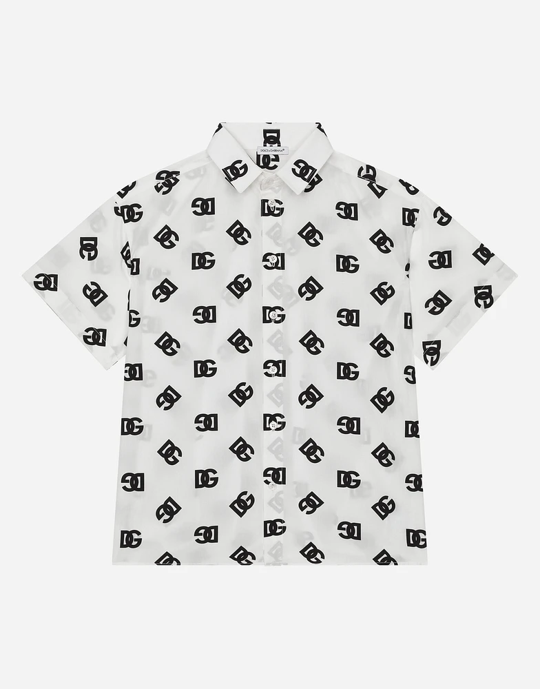 Poplin shirt with DG logo print
