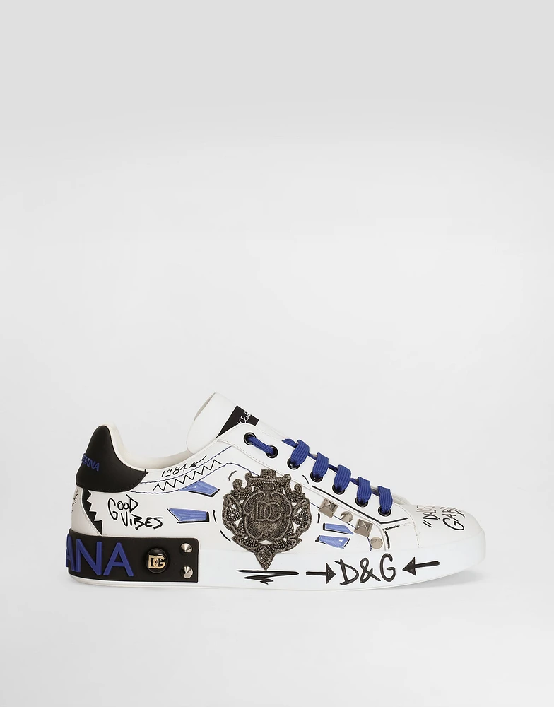 Calfskin Portofino sneakers with patch