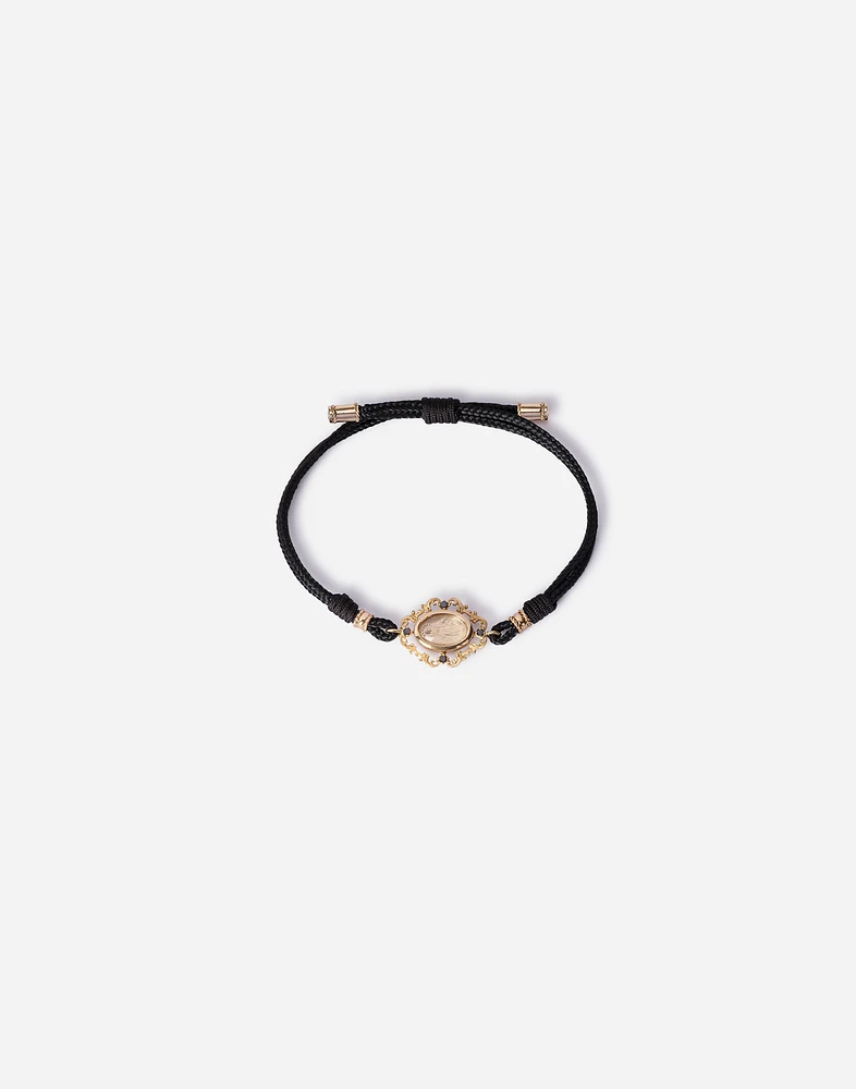 Sicily Bracelet fabric with a pendant in 18 carat yellow gold