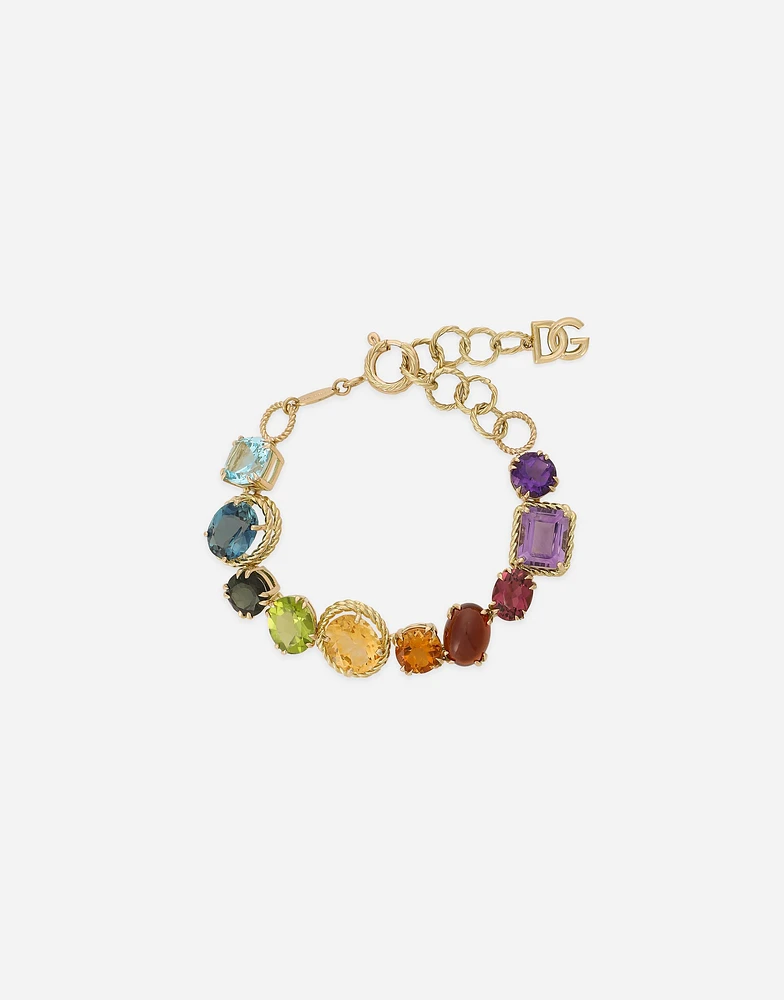 Rainbow Bracelet 18 carat yellow gold multicolored gems