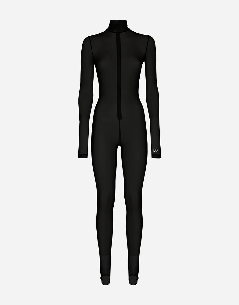 Tulle turtle-neck jumpsuit