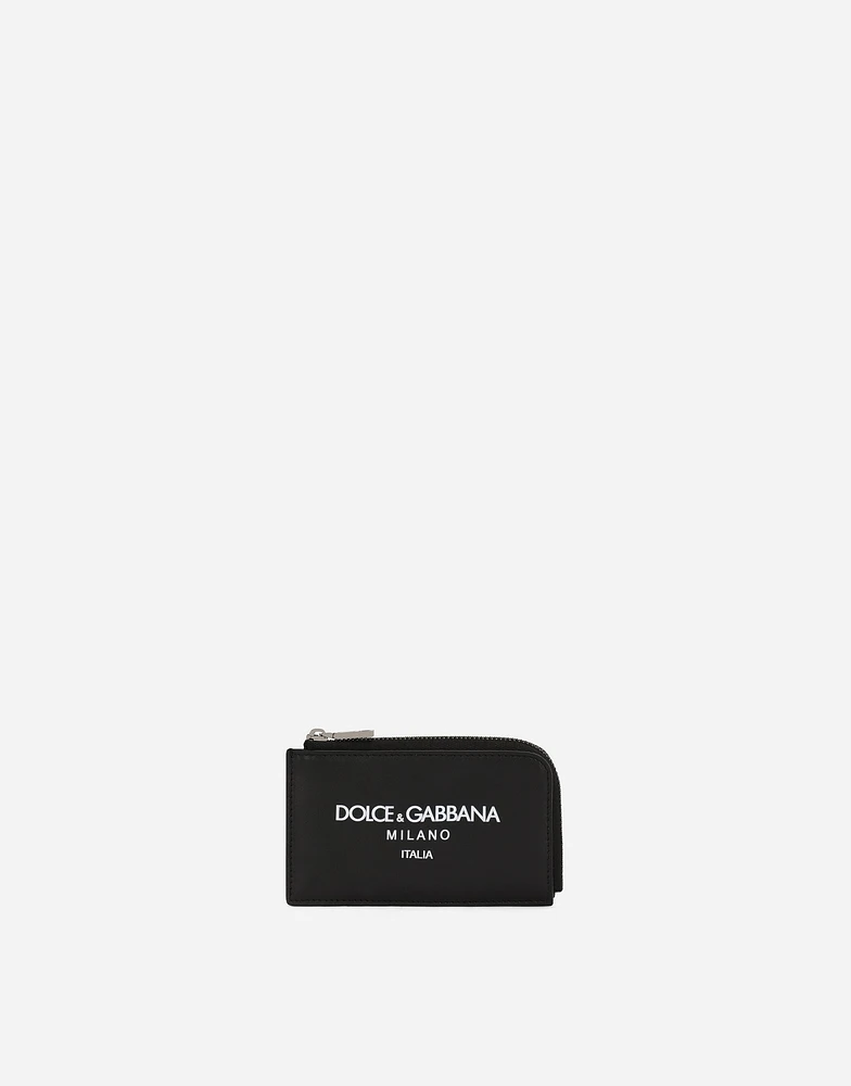 Calfskin card holder with logo